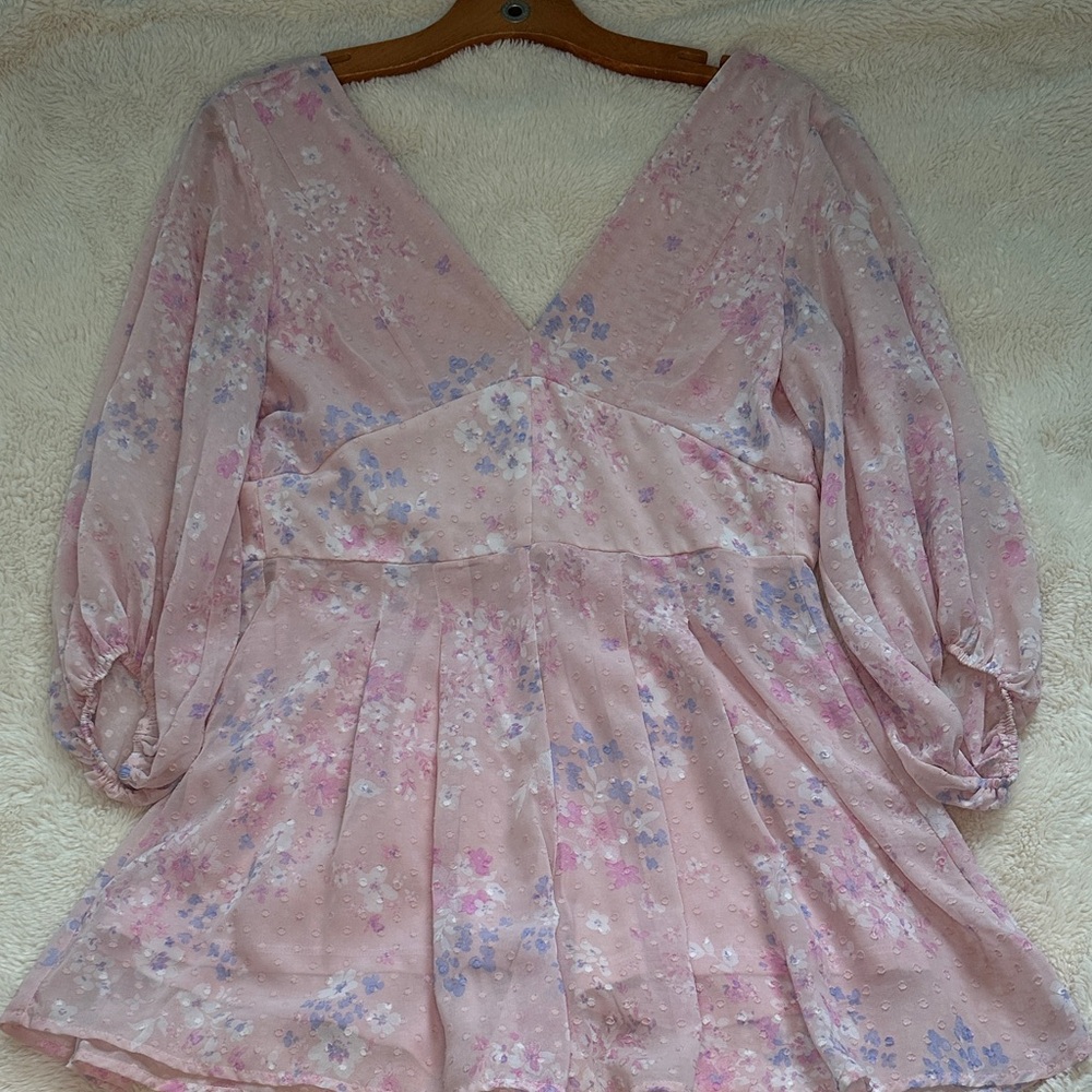 Francesca's Collections Blush Floral Romper